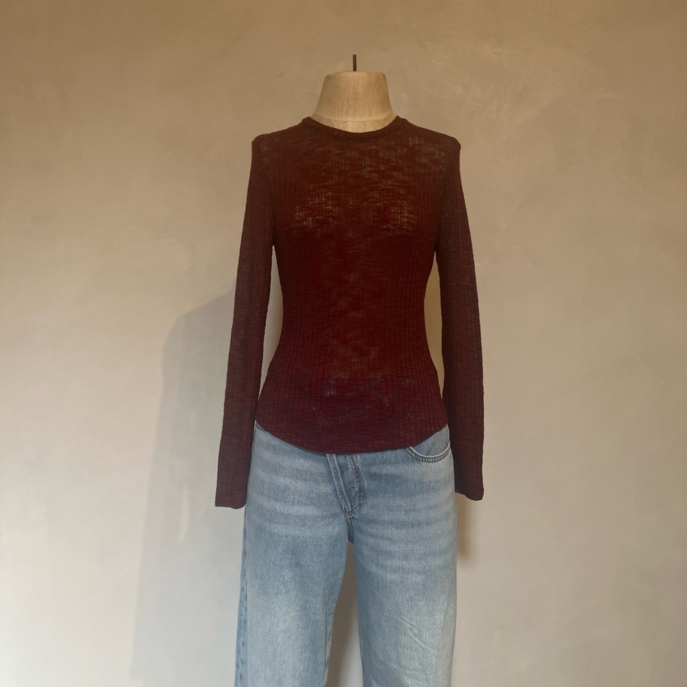 Free People Layering Long Sleeve Top in Wine